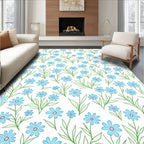 Light Blue Floral Spring Pattern Rug