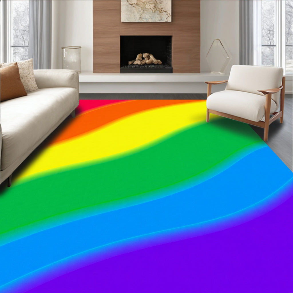 Rainbow Wave Colorful Abstract Design Rug