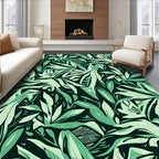 Verdant Leaf Pattern Artful Print Rug
