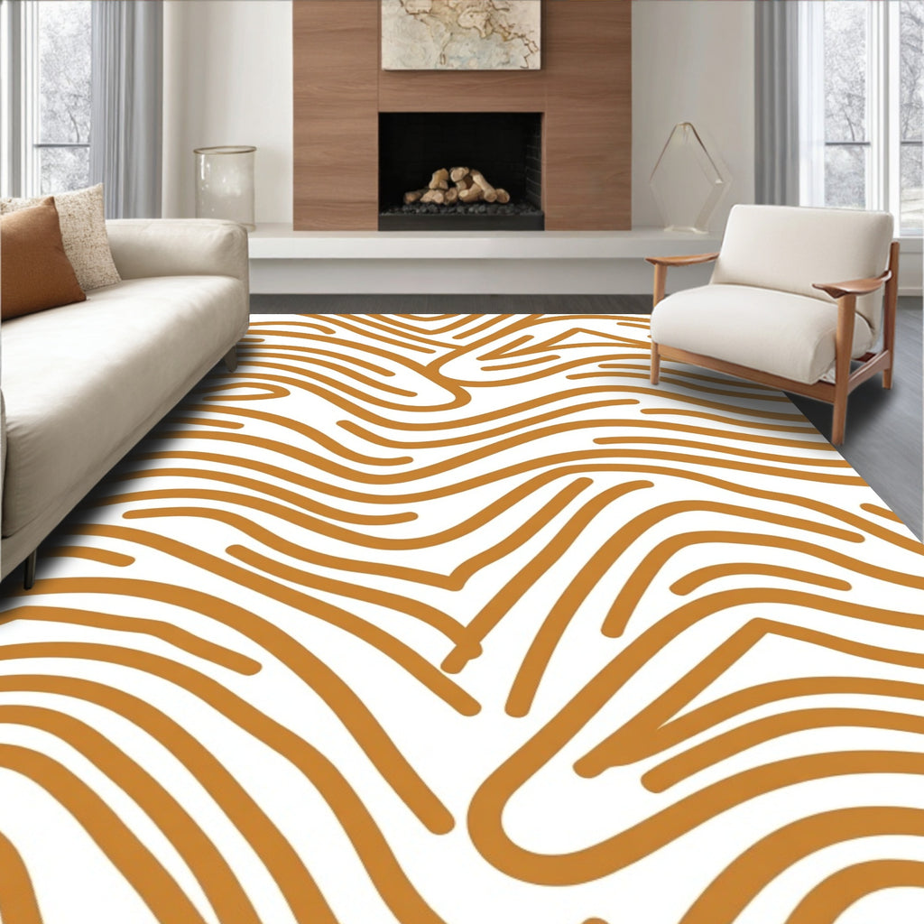 Abstract Wavy Linen Pattern Rug
