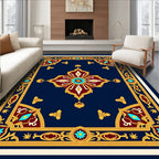 Ornate Gold Floral Patterned Rug