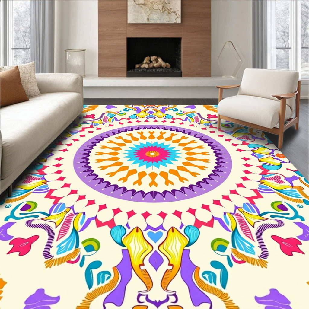 Vibrant Mandala Floral Pattern Rug