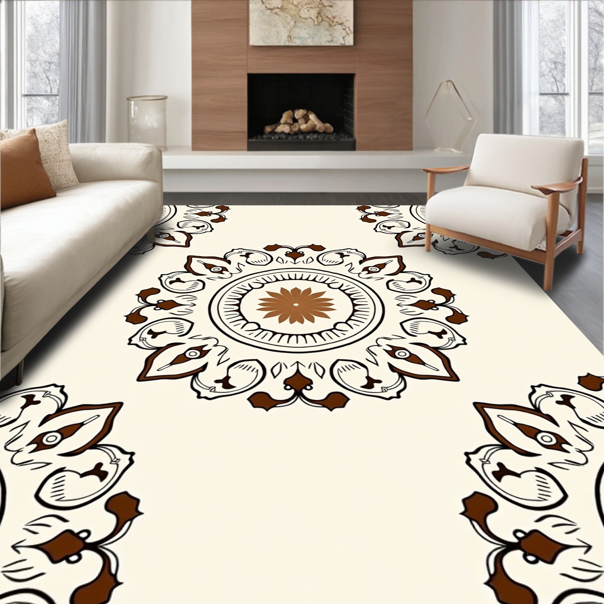 Circular Paisley Motif Pattern Rug
