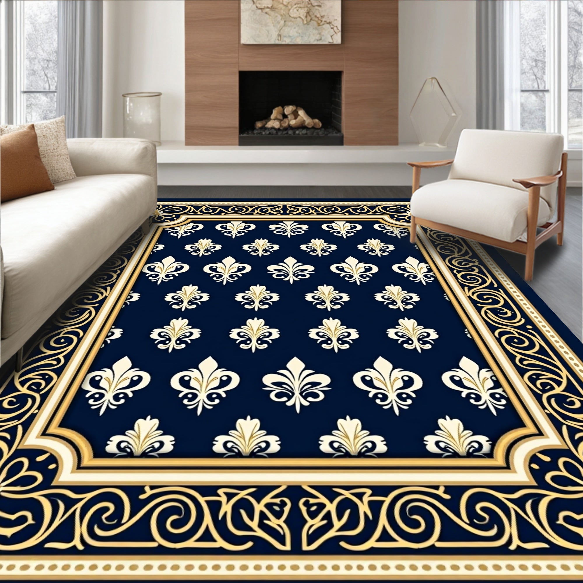 Regal Fleur De Lis Pattern Rug