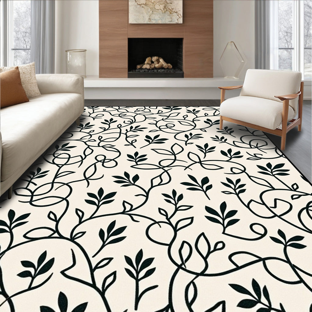 Vine And Leaf Swirl Pattern Rug