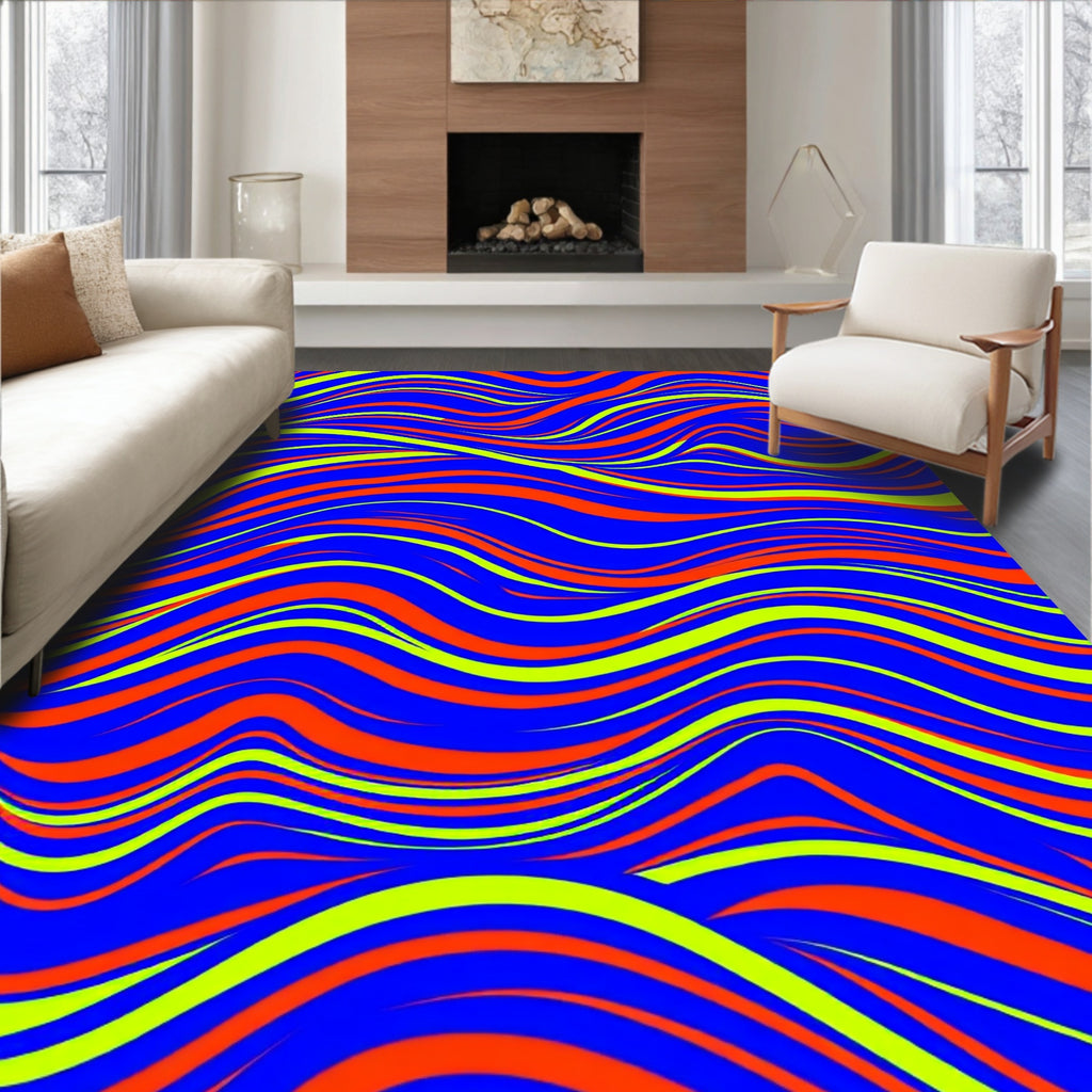 Bright Wavy Stripes Design Rug