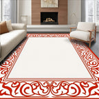 Classic Red Scrollwork Border Design Rug
