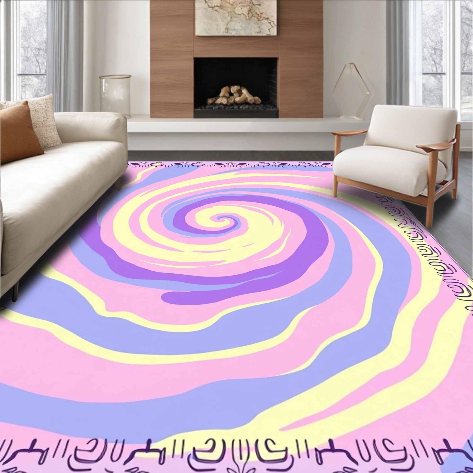 Pastel Swirl Abstract Pattern Rug
