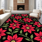 Crimson Cardinal Floral Garland Rug