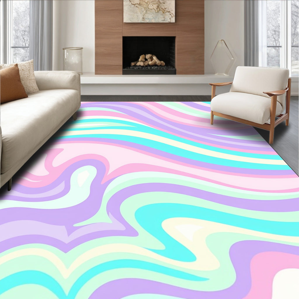 Pastel Swirl Patterned Design Rug