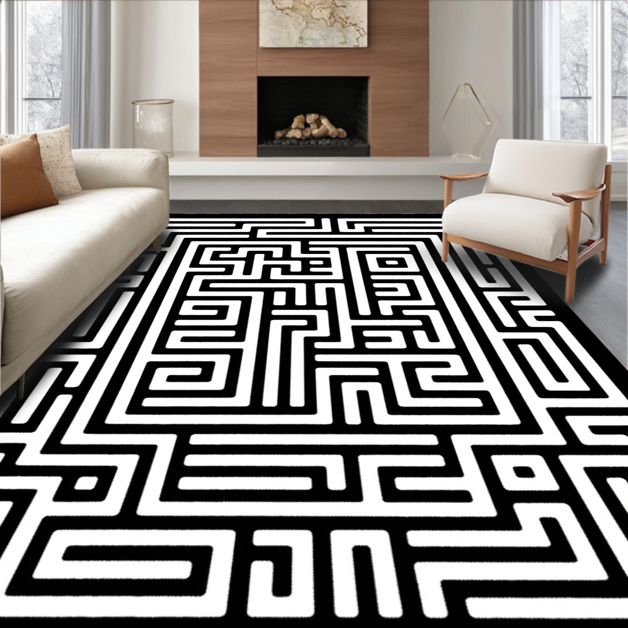 Classic Maze Pattern Rug