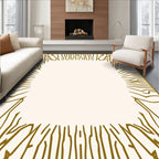 Abstract Organic Gold Border Rug