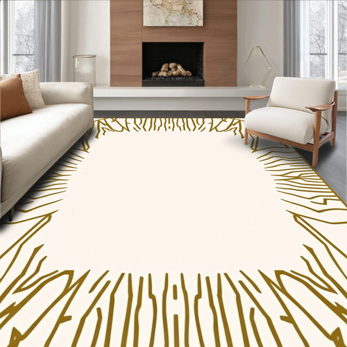 Abstract Organic Gold Border Rug