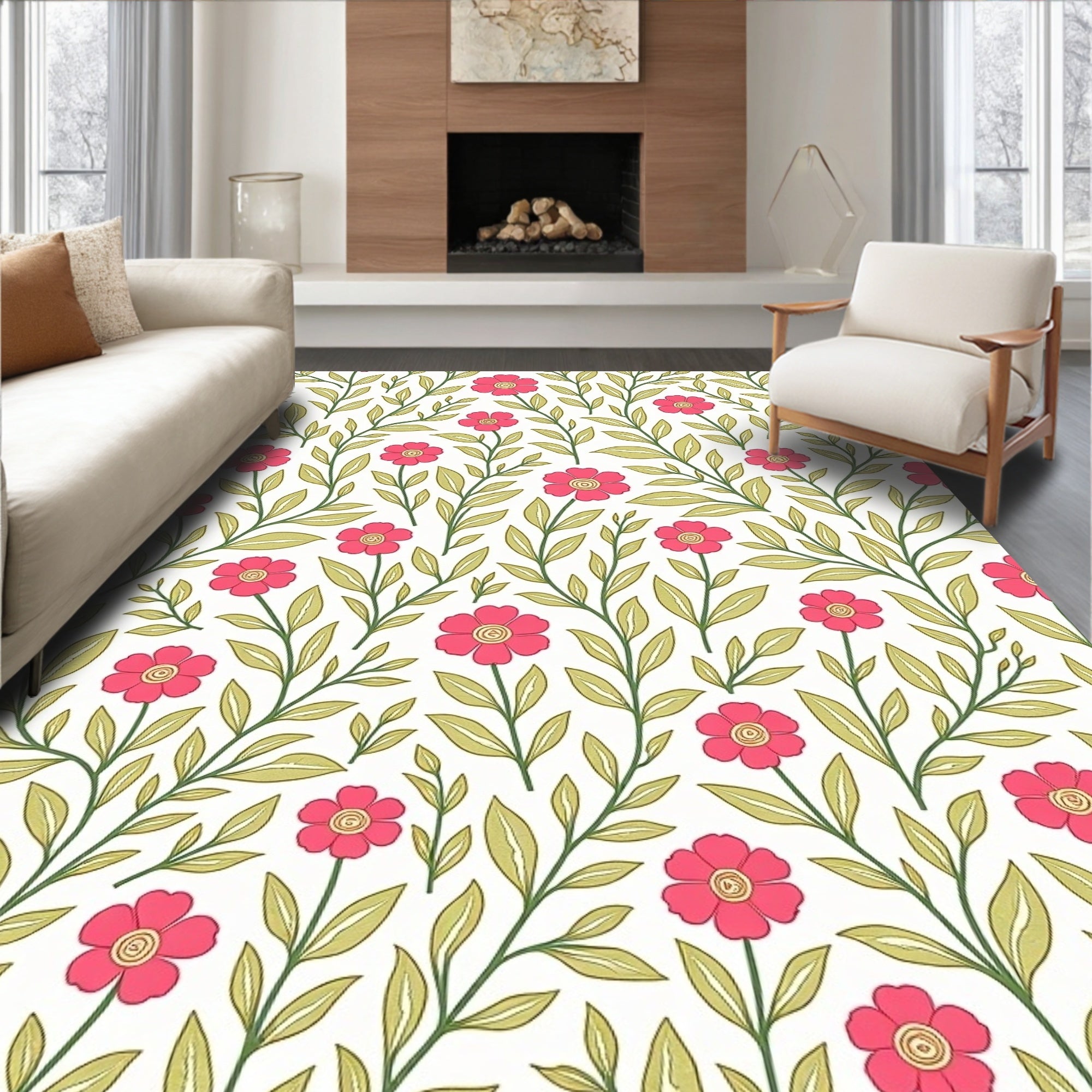 Sweet Floral Vine Pattern Rug