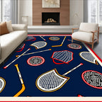 Sporty Hockey Puck And Net Design Rug