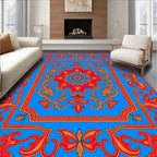 Vibrant Red Gold Floral Medallion Rug