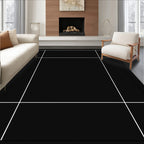 Abstract Black White Geometric Border Rug