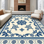 Classic Blue Floral Medallion Rug