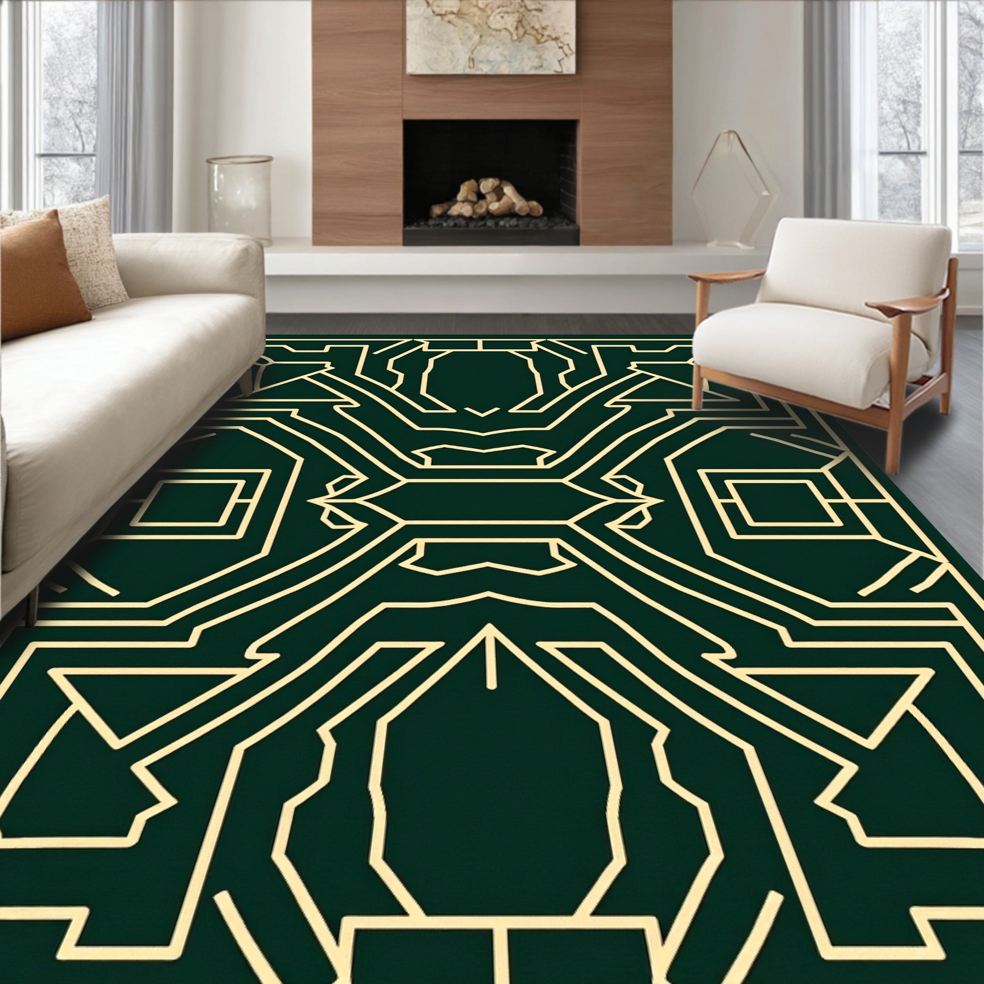 Geometric Deco Pattern Lines Rug