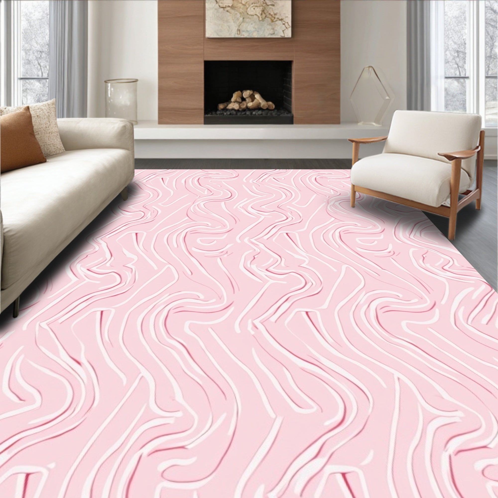 Soft Pink Swirl Pattern Rug