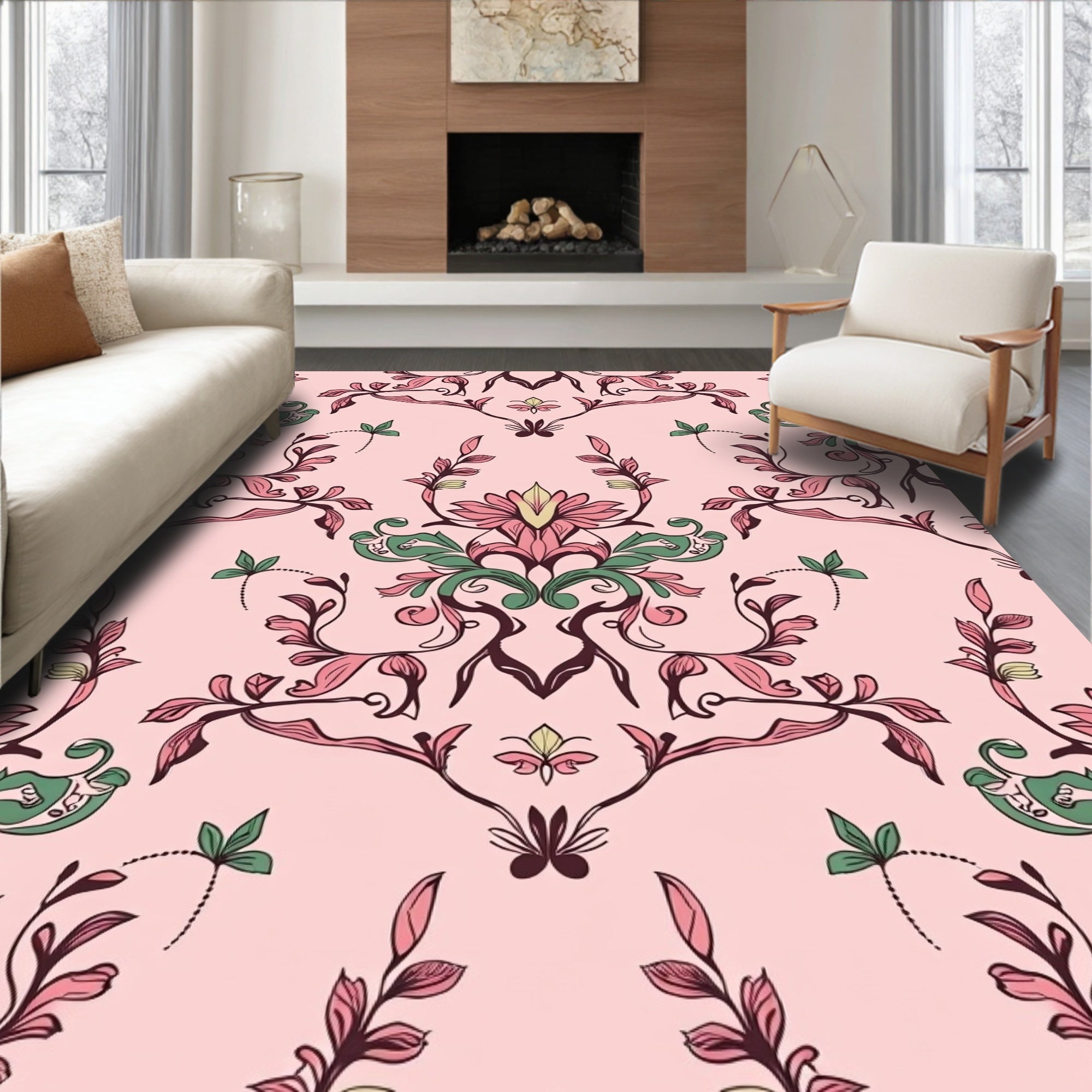 Elegant Floral Vine Pattern Rug