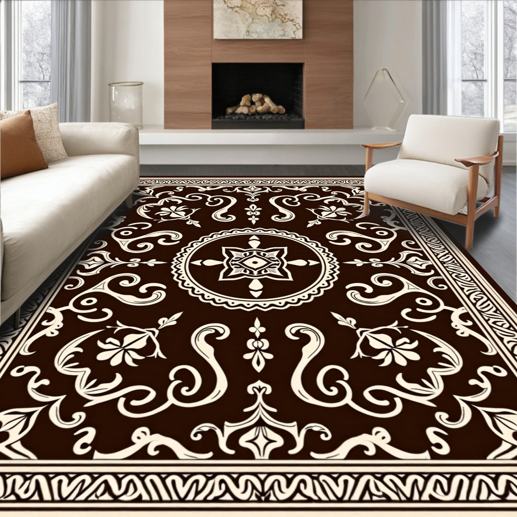 Ornate Floral Scrollwork Pattern Rug