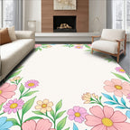 Whimsical Floral Border Print Rug