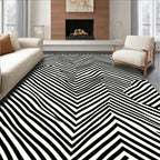 Black White Optical Illusion Pattern Rug