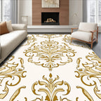 Golden Flourish Damask Scrollwork Rug