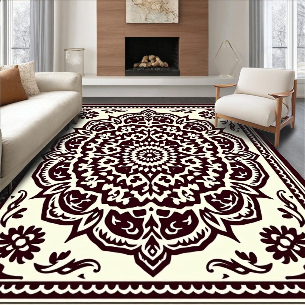 Intricate Mandala Floral Pattern Design Rug