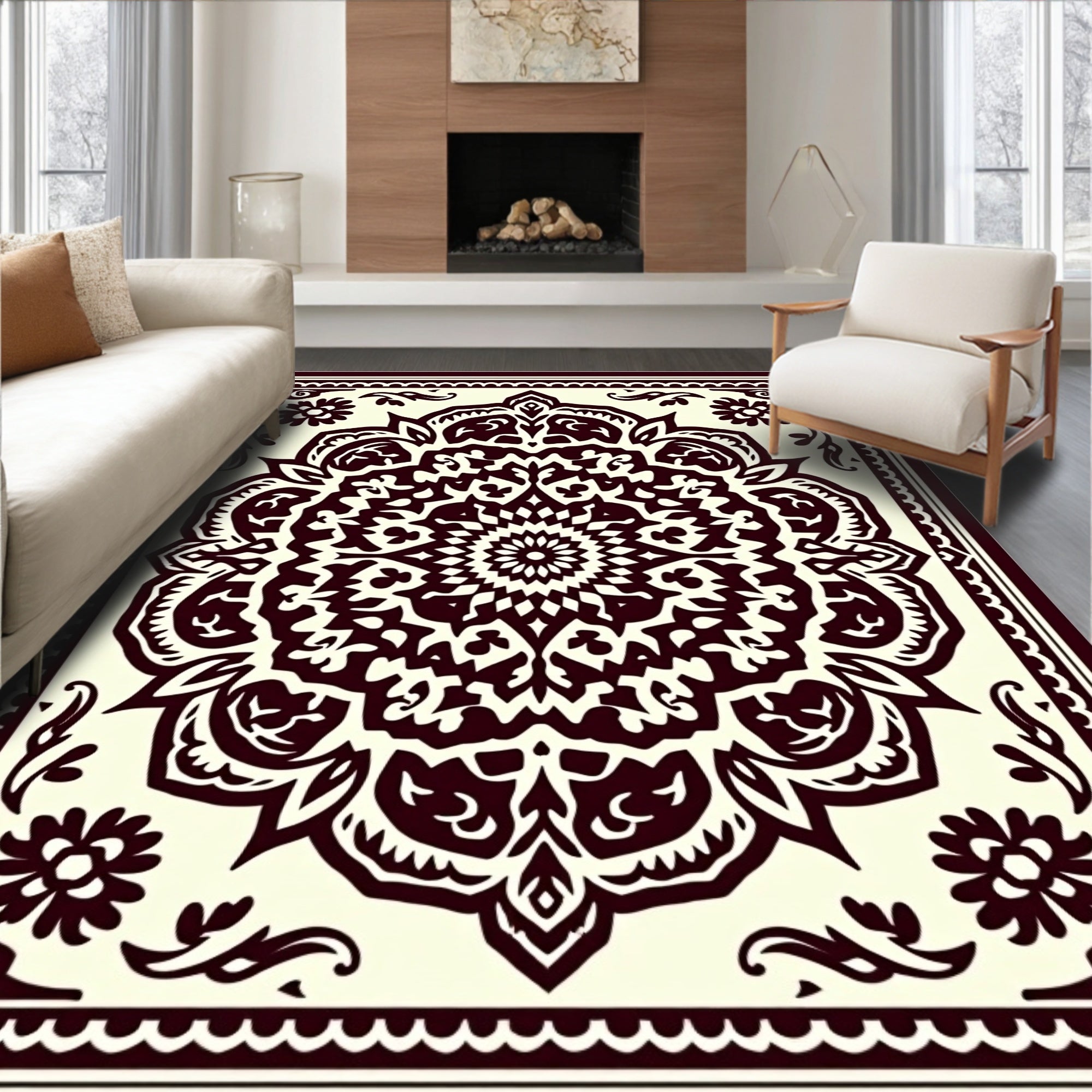 Intricate Mandala Floral Pattern Design Rug