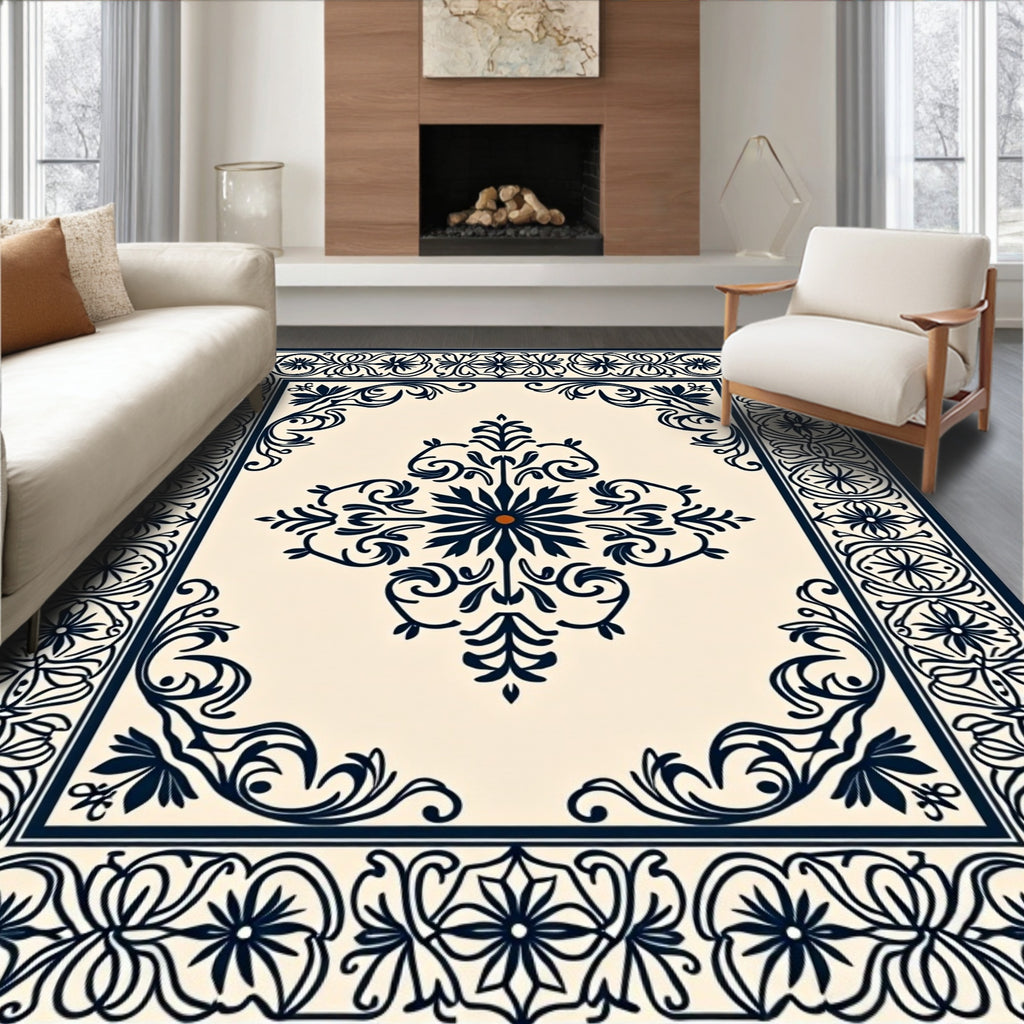 Ornate Floral Scrollwork Area Rug