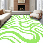 Green Swirls With Dots Pattern Rug
