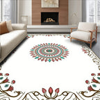 Elegant Floral Mandala Border Design Rug