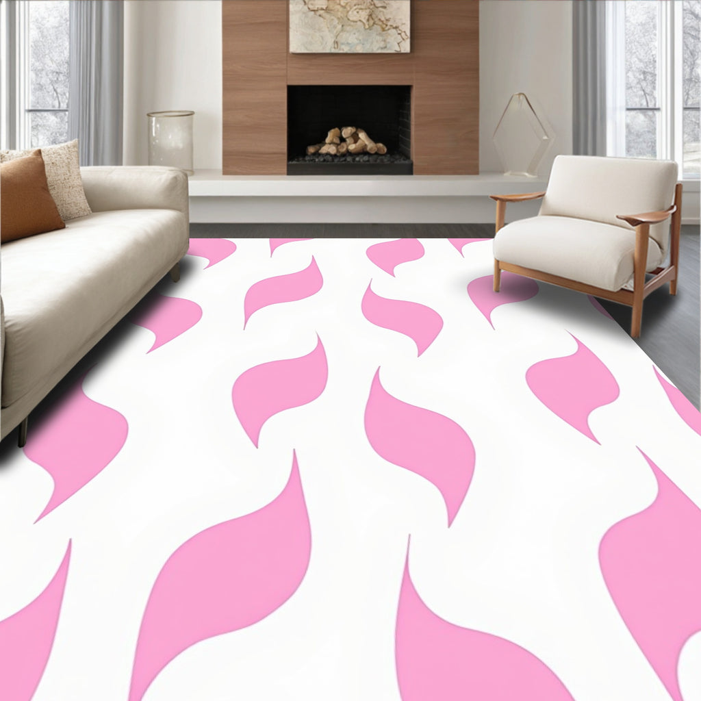 Pink Swoop Pattern Design Rug