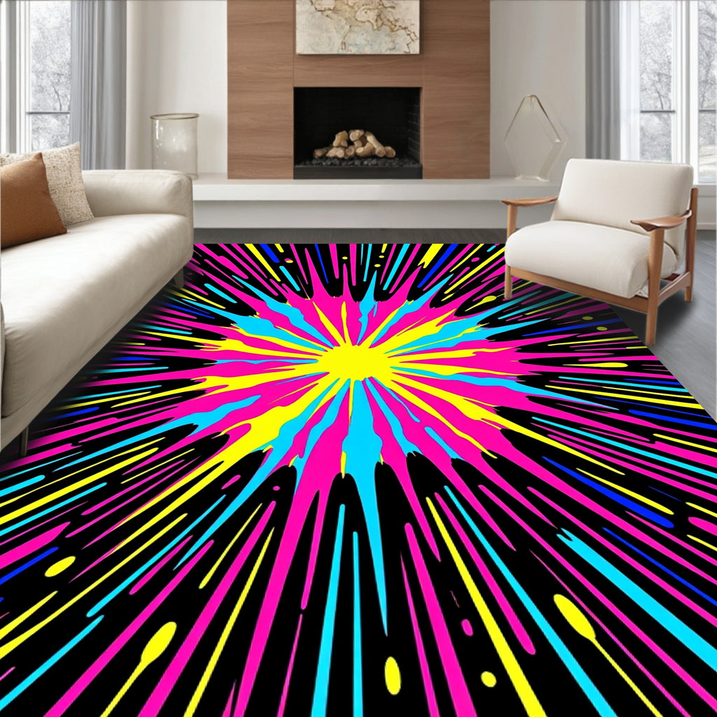 Vibrant Pop Starburst Pattern Design Rug