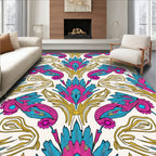 Vibrant Floral Feather Pattern Rug