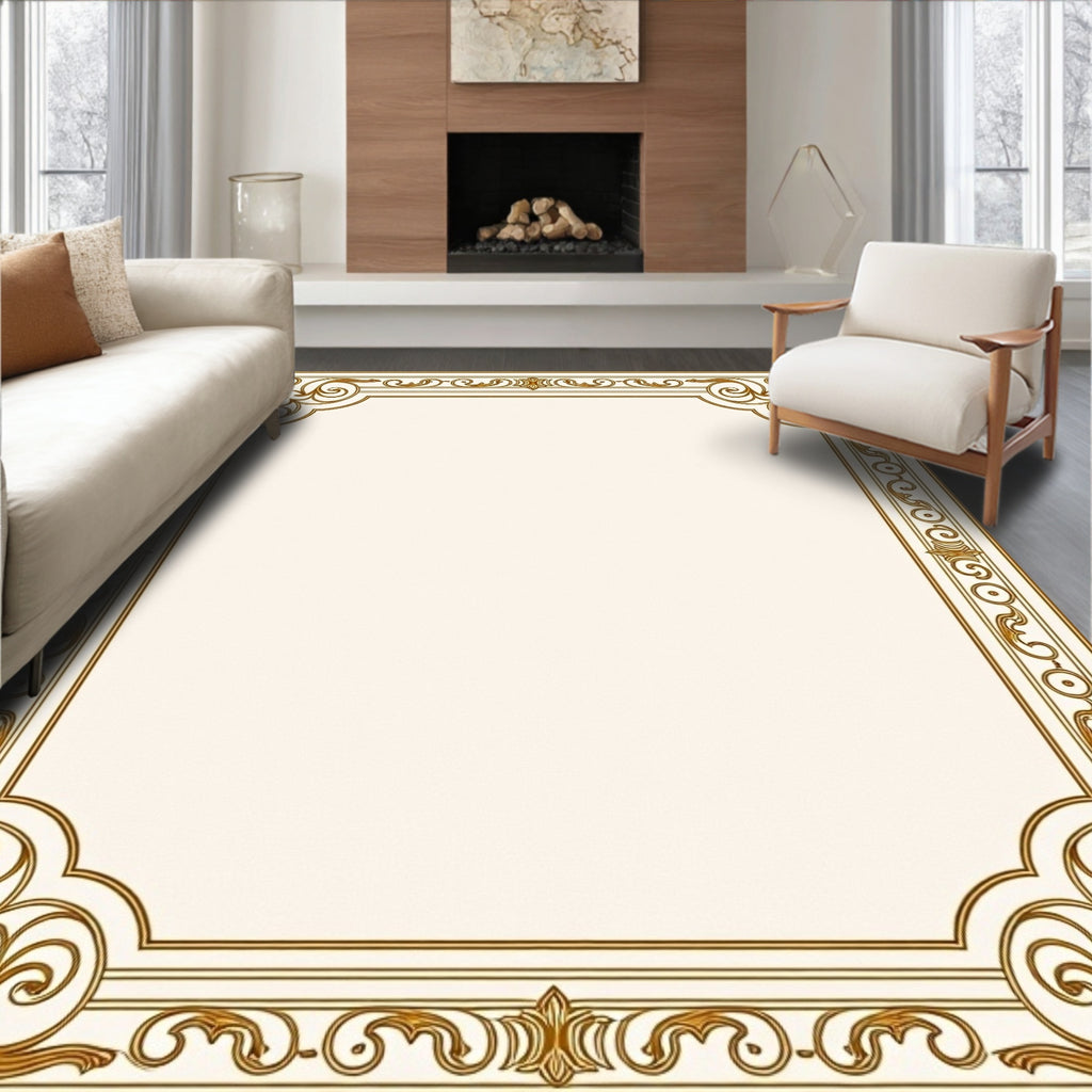 Ornate Gold Scroll Filigree Rug