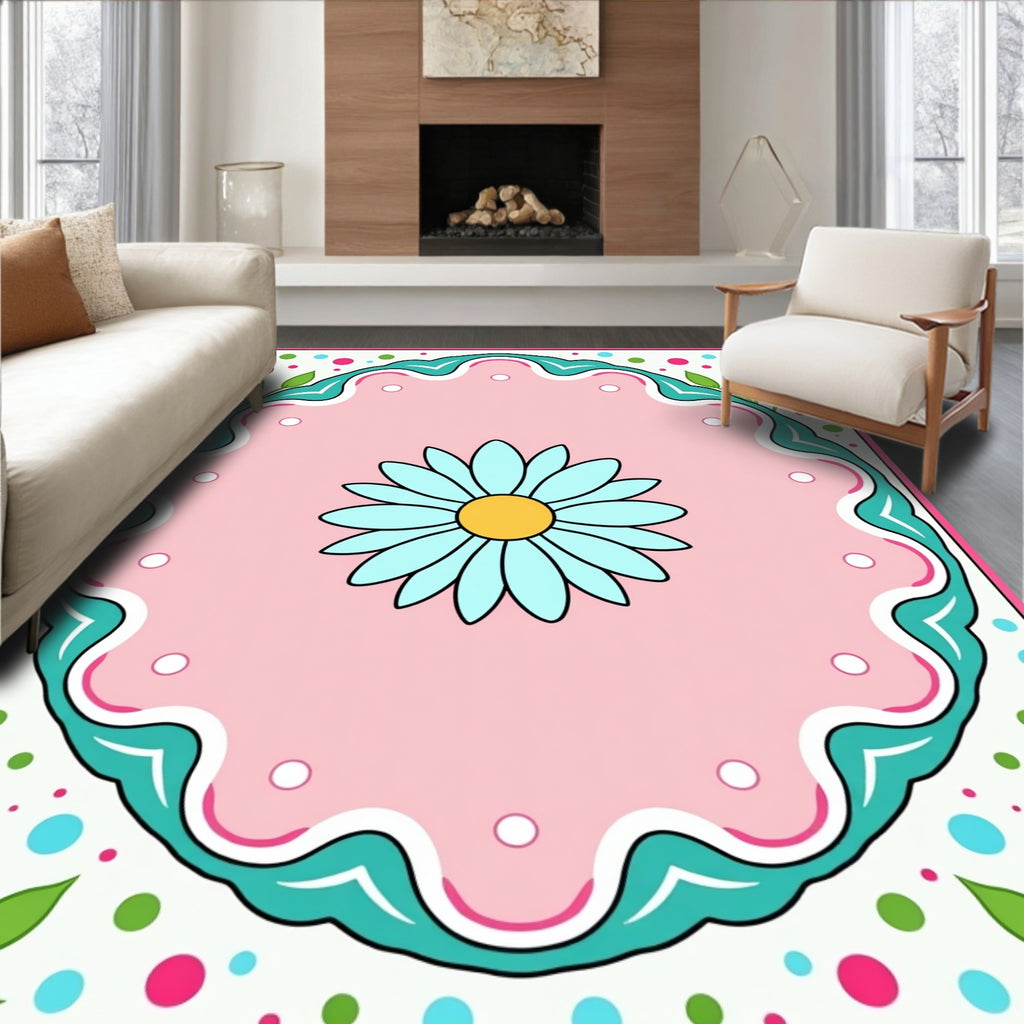 Whimsical Floral Dot Delight Rug