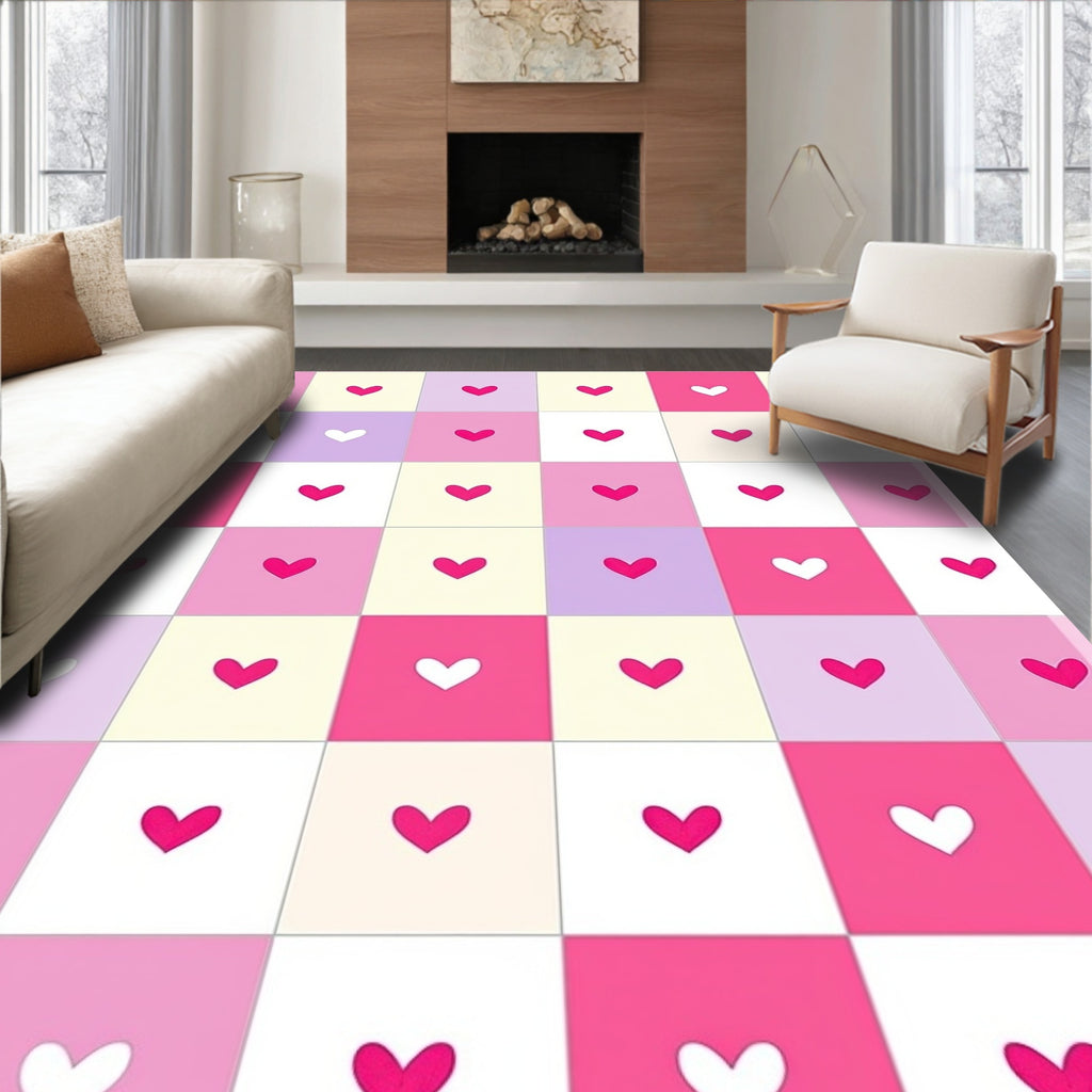 Sweet Heart Patterned Pastel Rug