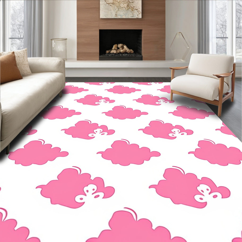 Pink Cloud Pattern Print Rug