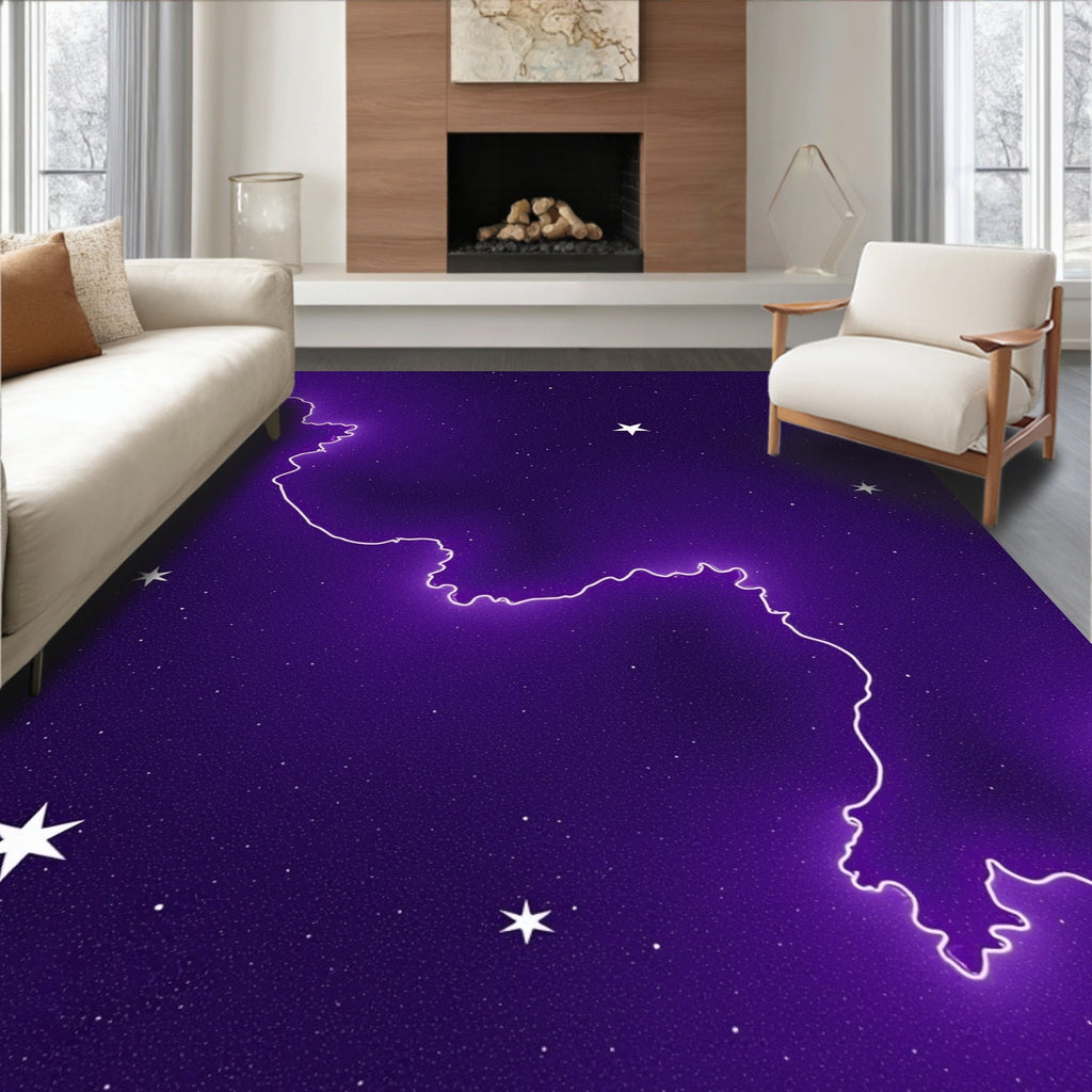 Cosmic Space Lightning Star Pattern Rug
