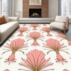 Pink Palm Frond Pattern Design Rug