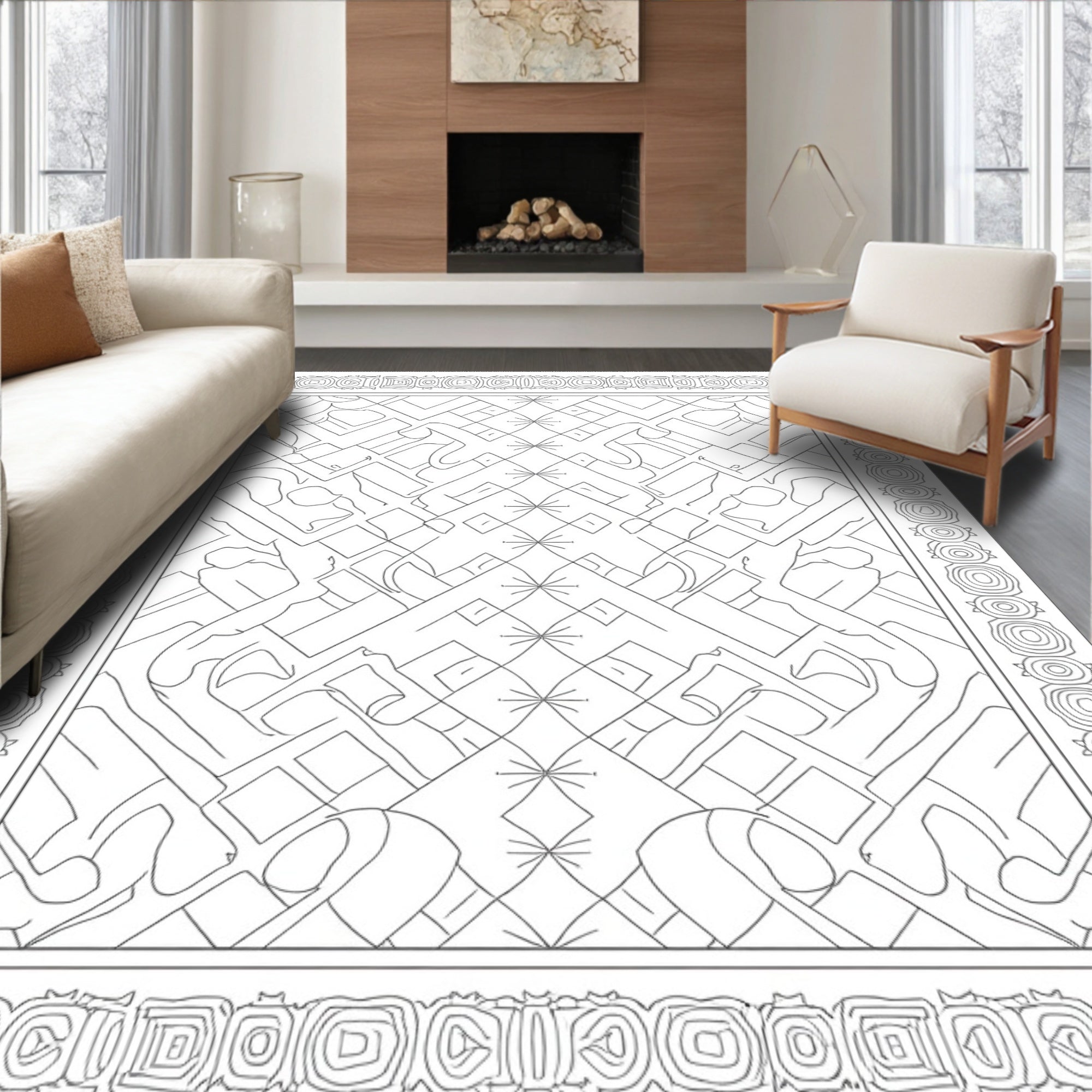 Bold Abstract Geometric Pattern Rug