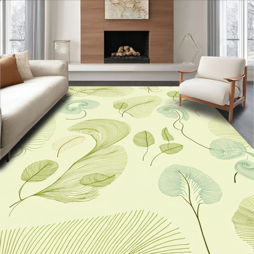 Abstract Feather and Leaf Pattern Rug