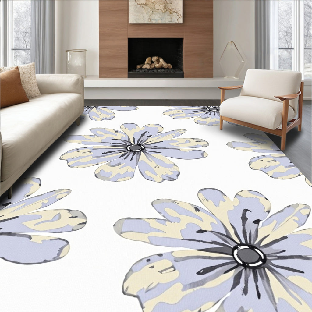 Soft Floral Pattern Watercolor Design Rug