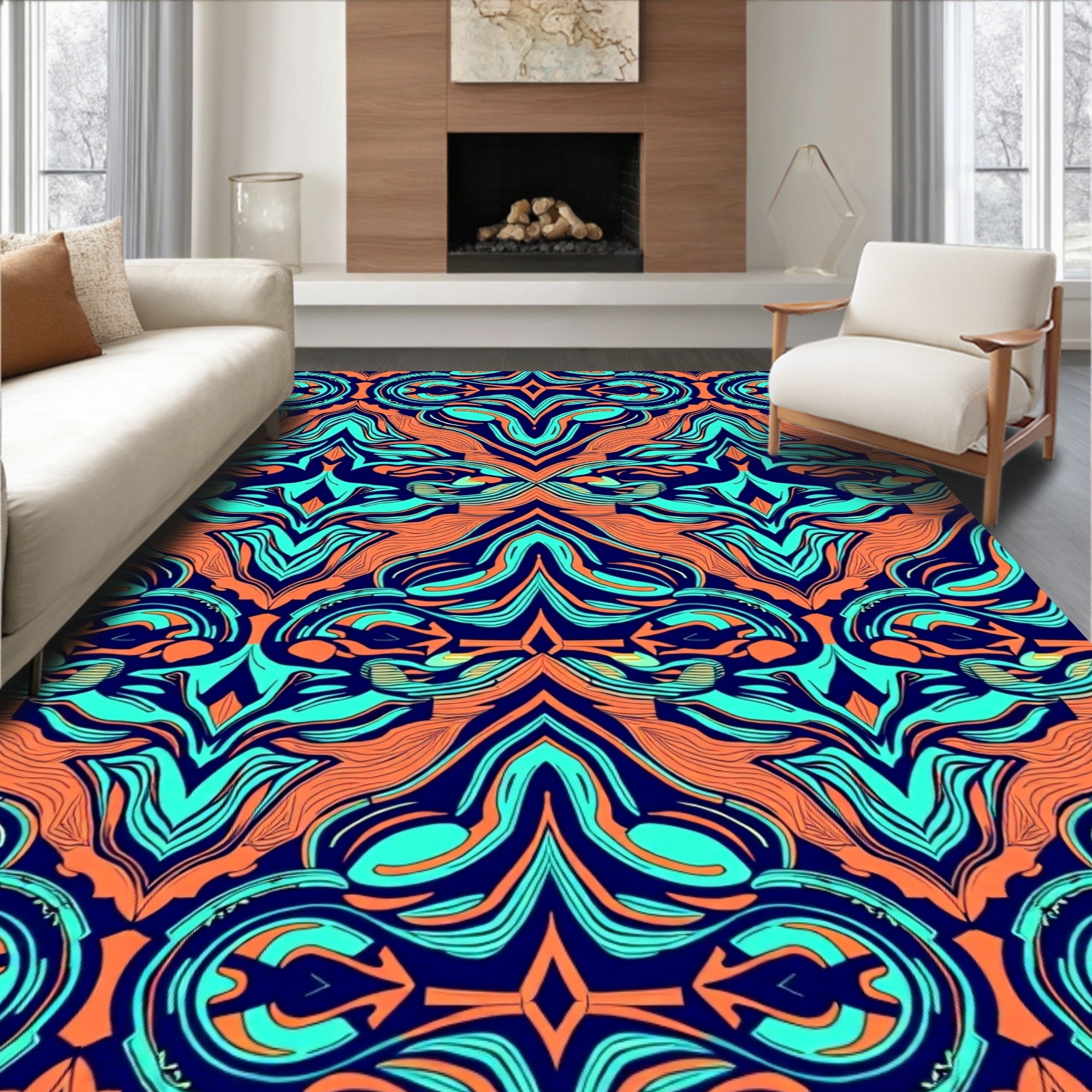 Vibrant Surreal Organic Pattern Rug
