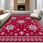 Crimson Snowflake Medley Border Rug