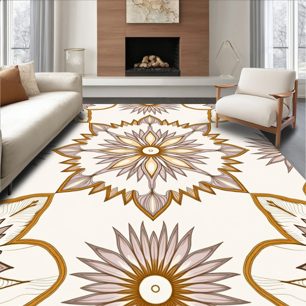 Ornate Floral Inspired Mandala Pattern Rug