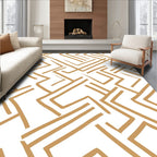 Geometric Lines Abstract Gold Pattern Rug